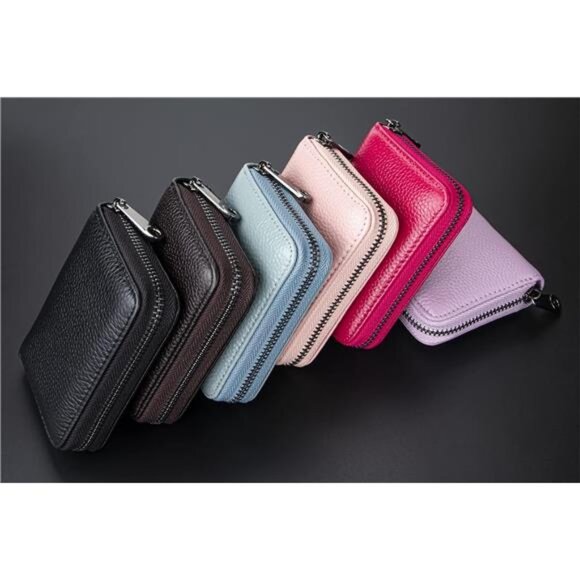 Leather Card Holder Wallet RFID Blocking Secure Card Case ID Case Organizer - Picture 7 of 8